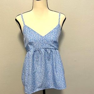 Blue and White Flower Summer Blouse